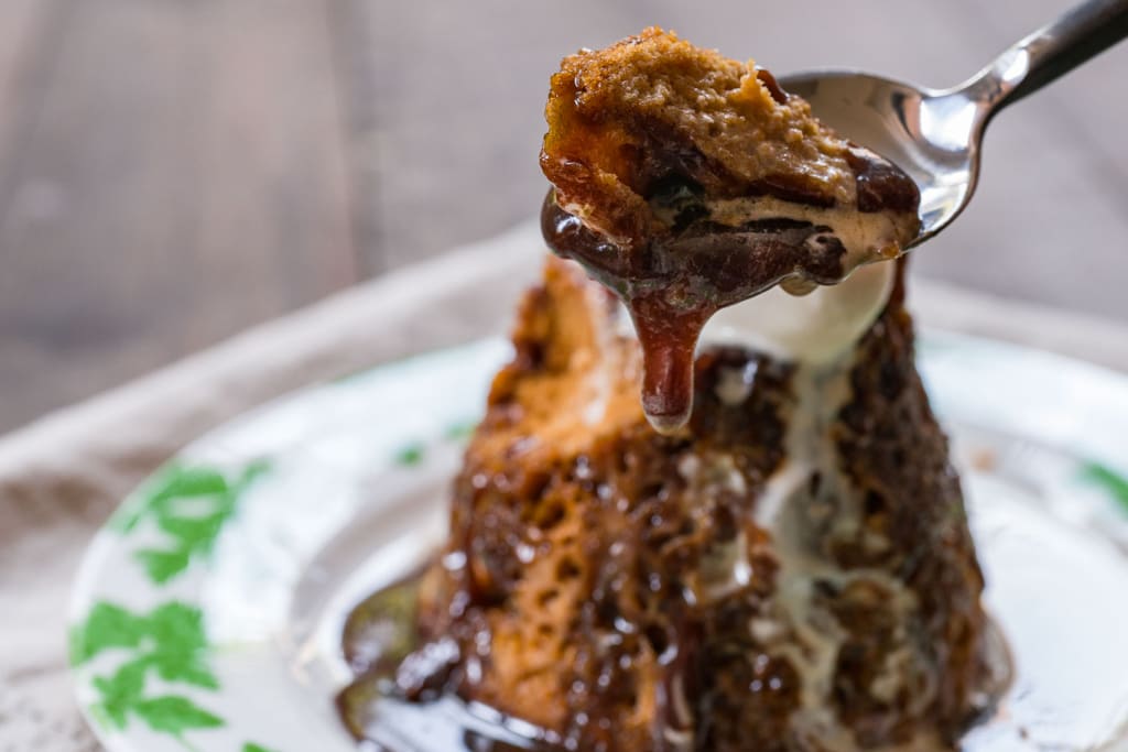 A luscious spoonful of 5-minute sticky toffee pudding