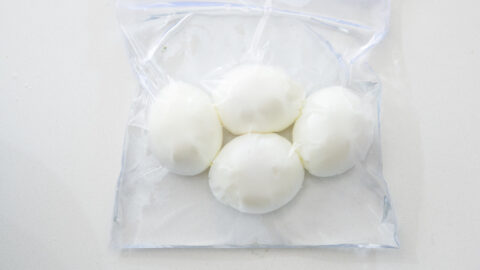 Soaking the soft-boiled ramen eggs in brine.