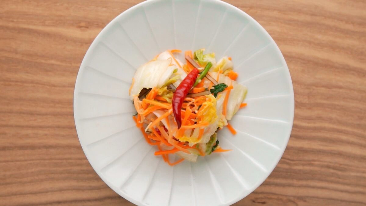 A plate of Japanese Asazuke pickles.