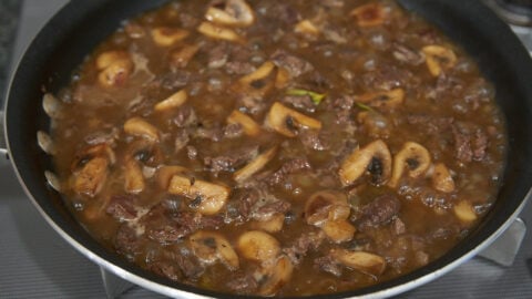 Best Beef Stroganoff recipe simmering.