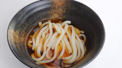 Udon noodles in broth.