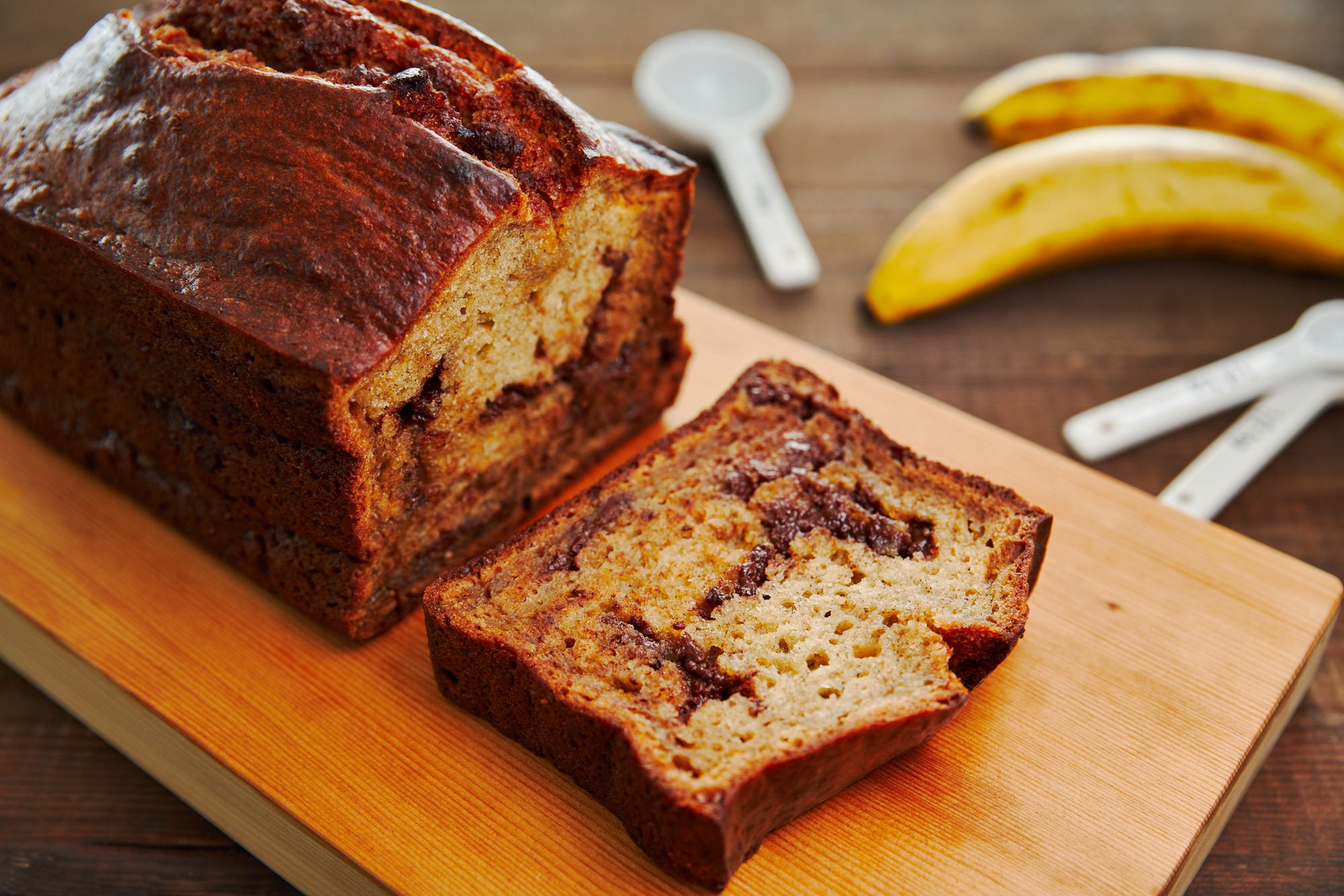 Moist, tender and buttery this banana bread is loaded with chunks of chocolate.