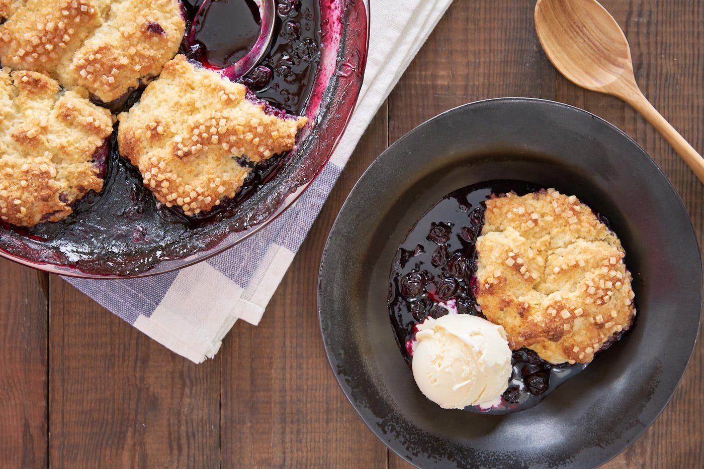 With crisp buttery sugared biscuits atop sweet and tangy blueberry filling, this simple blueberry cobbler is an easy craveworthy summer dessert.