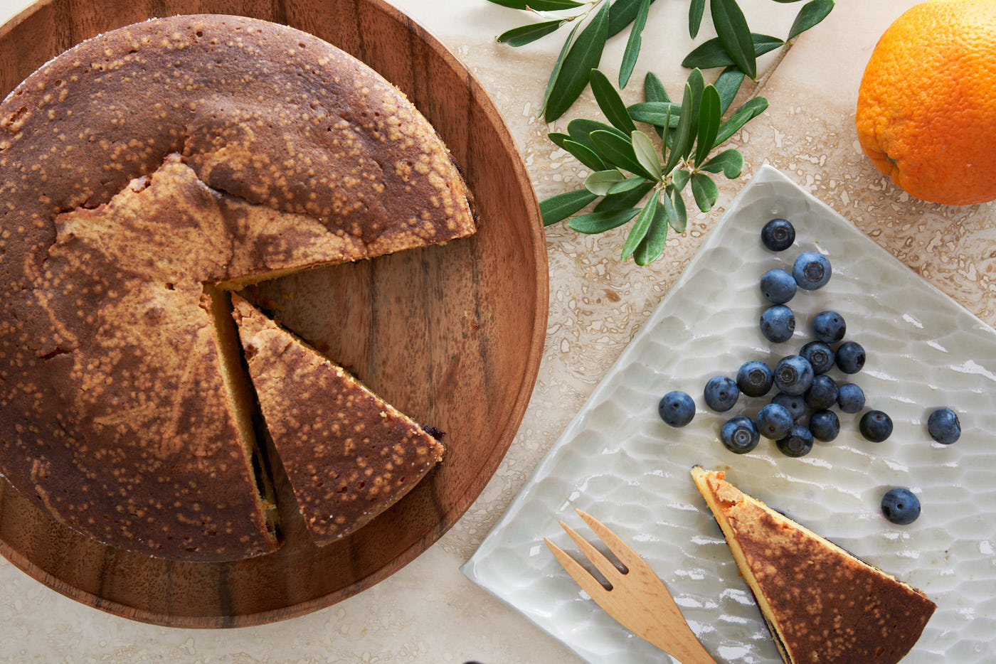 With just a handful of ingredients, this delectable blueberry olive oil cake is tender and moist on the inside with a crisp sugar crust on the outside.