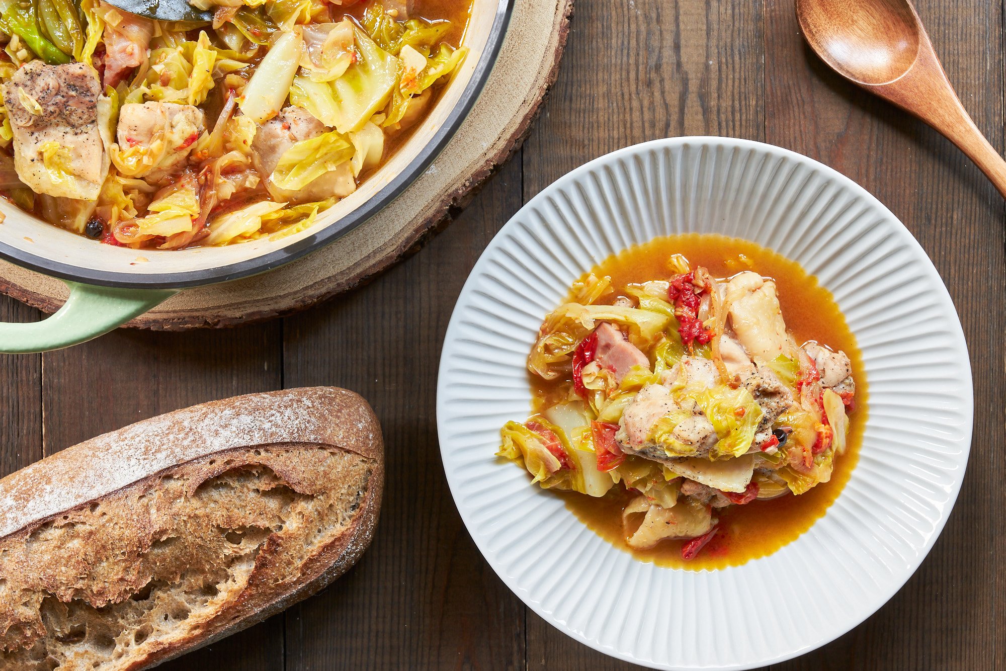 This easy and delicious cabbage and chicken stew comes together in under 30 minutes.