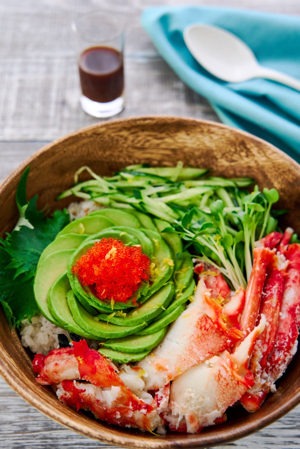 An easy way to turn everyone's favorite California Roll into a sushi bowl loaded with creamy avocado and briny crab.