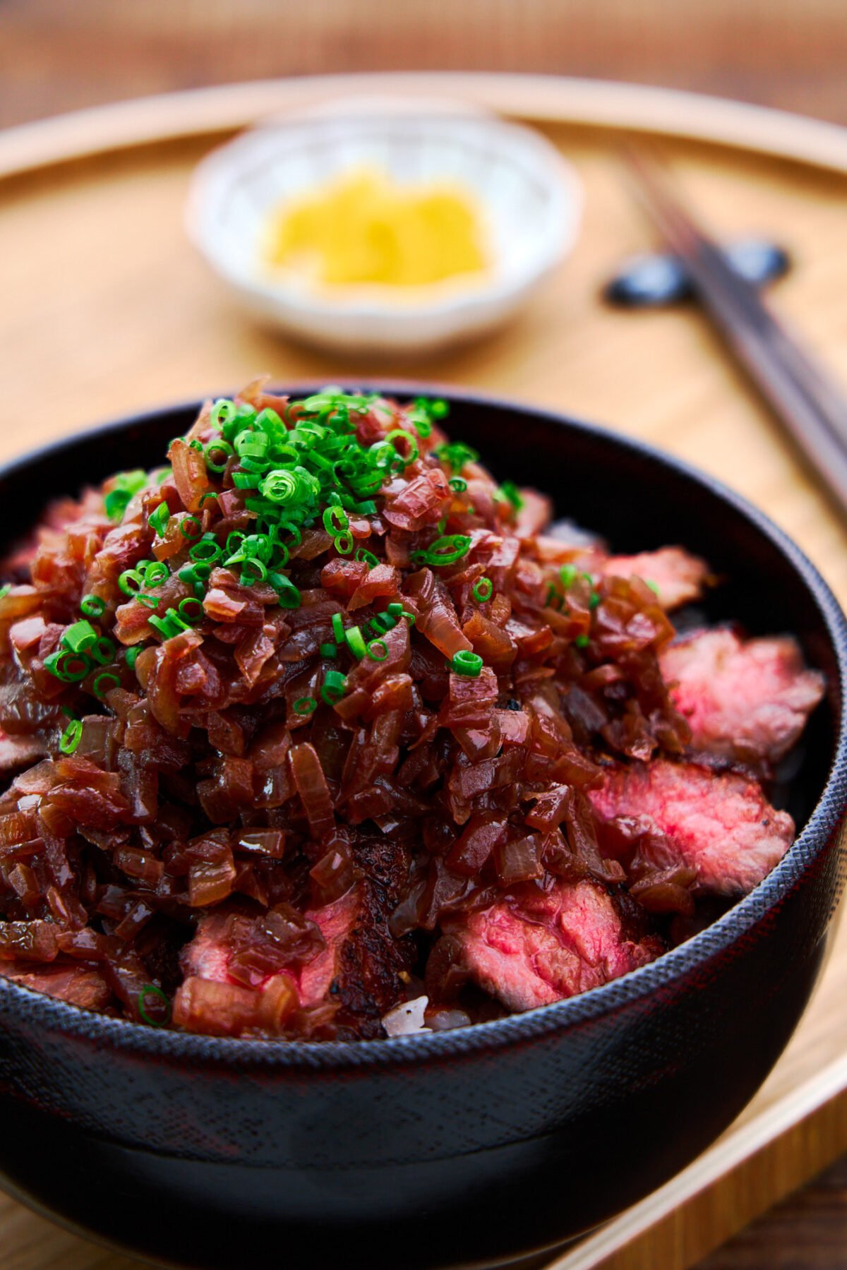 Straight out of Food Wars (Shokugeki no Soma), this Chaliapin Steak Don is a mouthwatering rice bowl topped with tender steak and onions.