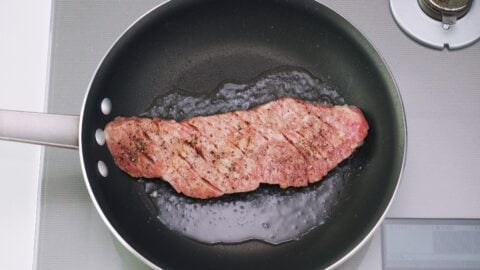 Pan fry the Chaliapin Steak in oil until browned on both sides.