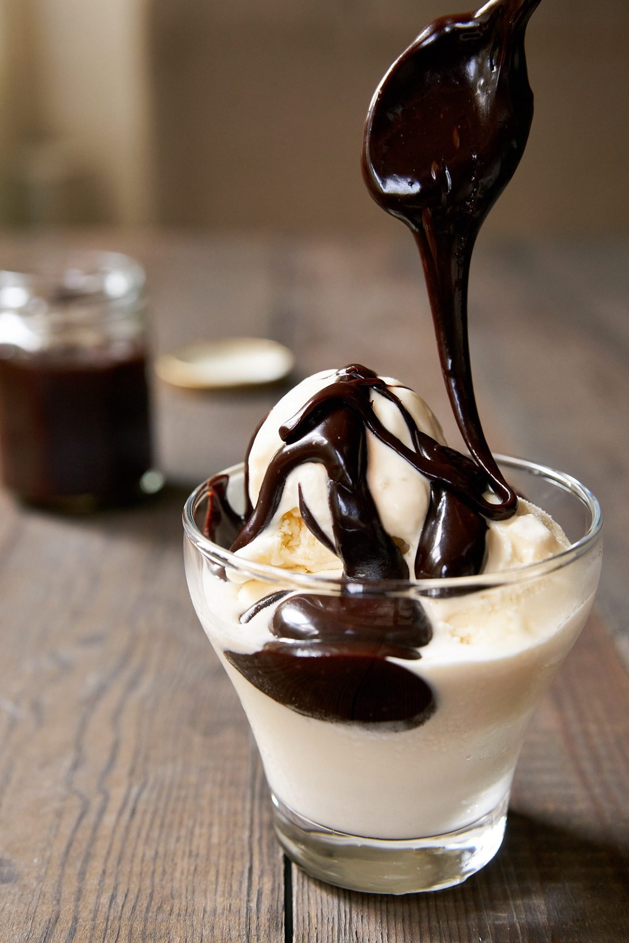 Ultra buttery and chocolatey this hybrid hot fudge starts off as a caramel sauce, giving it a magical texture that's both molten and chewy.