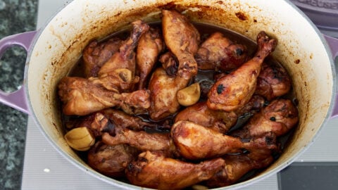 Tender chicken adobo.