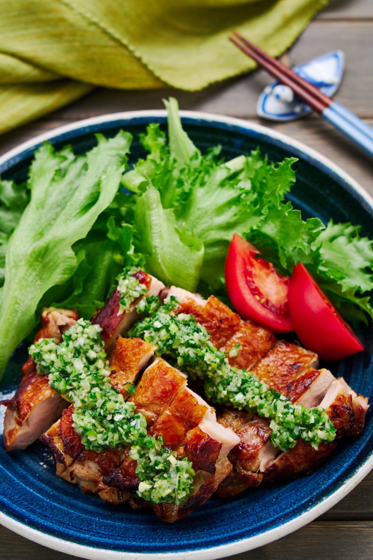 This easy pan-fried chicken with crackling crisp skin and juicy meat is topped with fragrant ginger scallion oil.