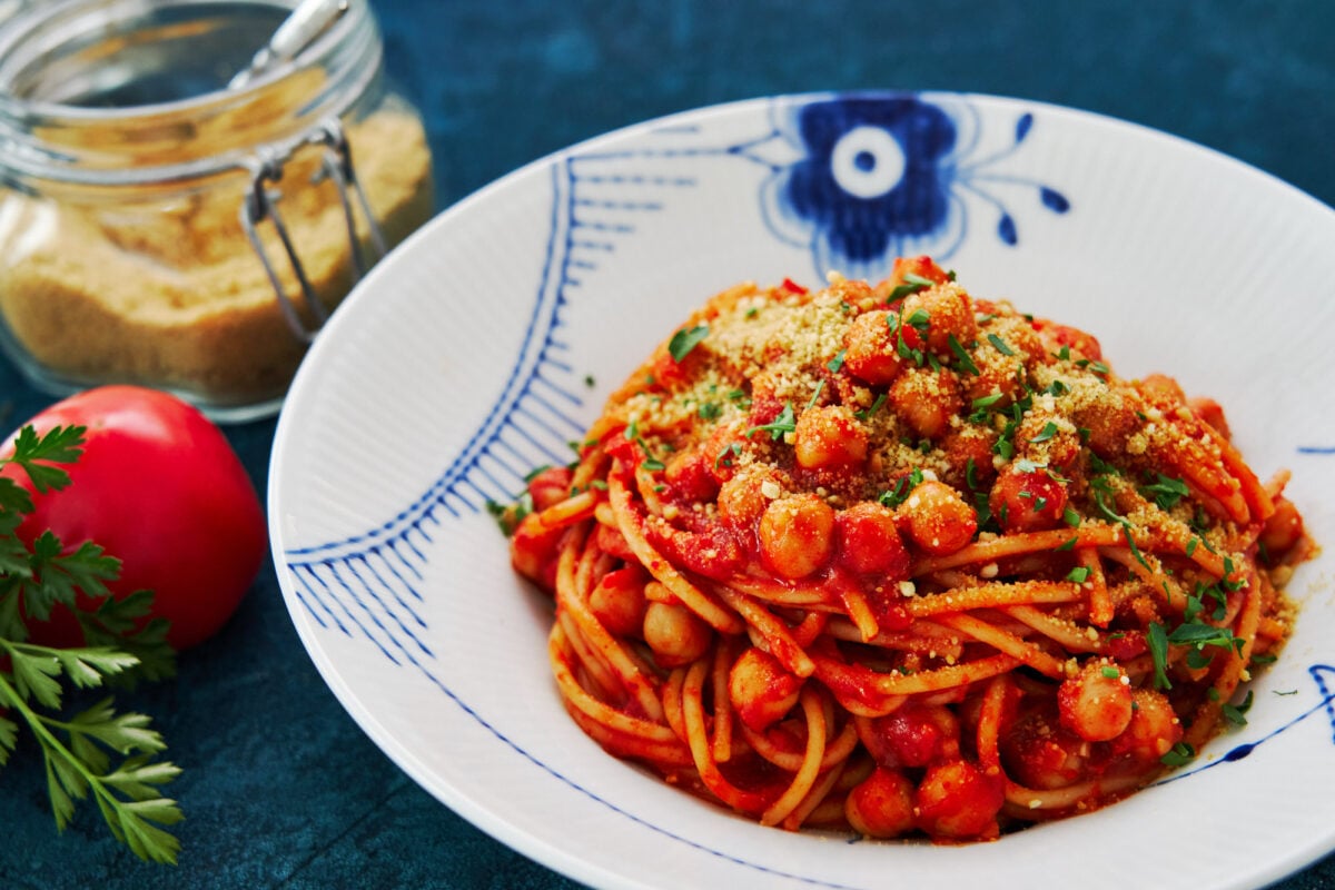 This protein-packed chickpea spaghetti is both versatile and delicious.