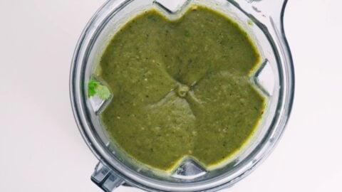 Chile Verde sauce in blender.