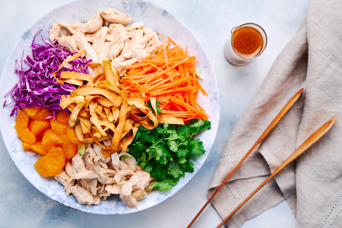 With a rainbow of toppings and a zesty ginger dressing, this Chinese Chicken salad is a treat for all of your senses.