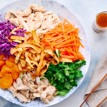 With a rainbow of toppings and a zesty ginger dressing, this Chinese Chicken salad is a treat for all of your senses.