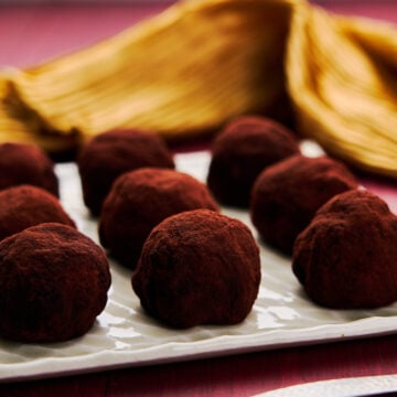 Chocolate filled mochi balls are like the Japanese version of chocolate truffles.