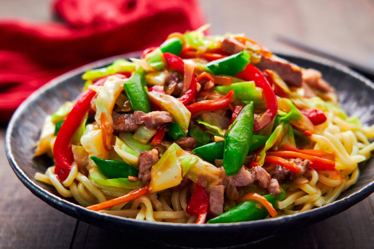 With a rainbow of crisp, flavorful veggies and tender, juicy pork, this modern take on Chop Suey is sure to be a hit.