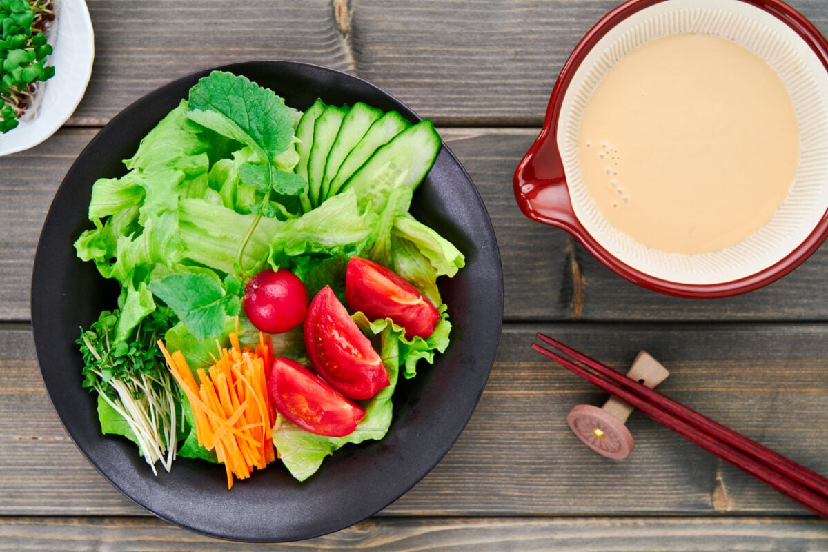 Japanese-style salad with creamy sesame dressing.