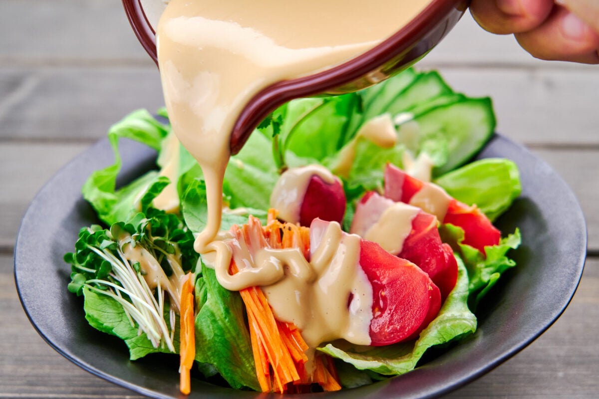 A drizzle of creamy Japanese sesame dressing levels up any green salad.