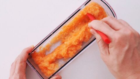 Mixing grated vegetable paste.