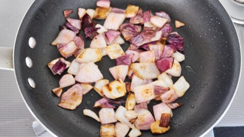 Caramelizing the onions gives our Caponata a sweet burst of umami.