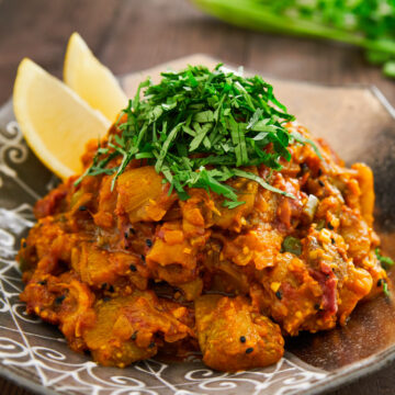 Loaded with creamy eggplant and studded with Indian spices, this easy eggplant curry recipe is quick and delicious.