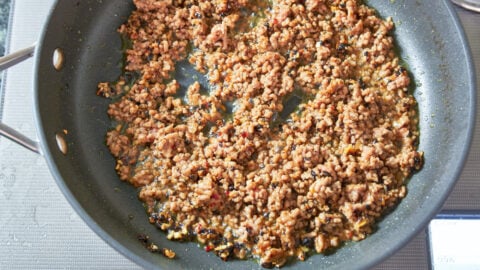 Ground pork stir-fried with black beans, chili paste, and garlic.