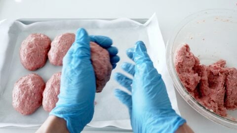 Shaping the best Hamburg Steak Patties.