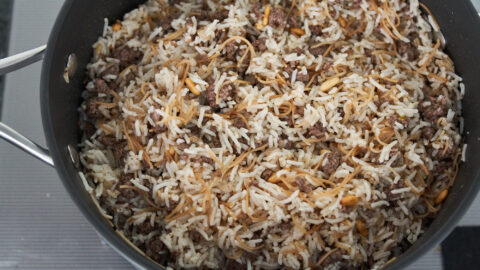 Hashweh with spiced lamb and rice.