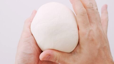 Smooth ball of dough for making udon noodles.