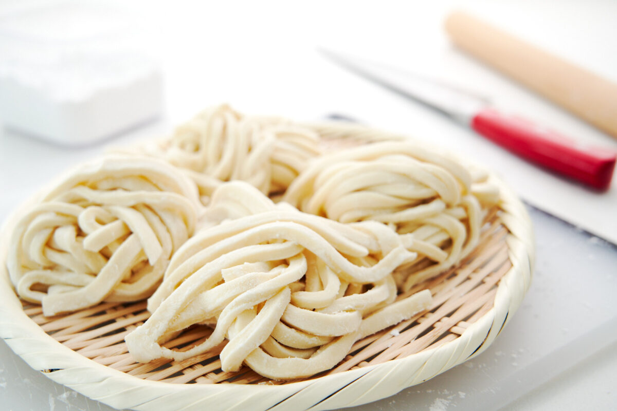 Making these thick bouncy homemade udon noodles requires only three ingredients.