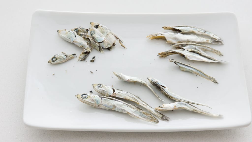 Myeolchi or dried baby anchovies used for making stock.