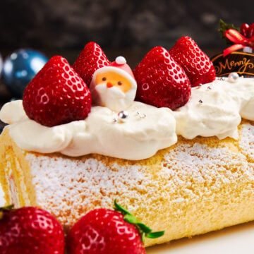 Japanese Christmas Cake with strawberries and cream.