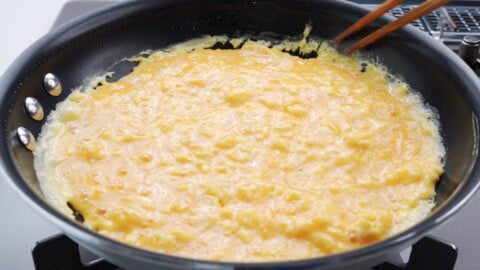 Scrambling Japanese omelette.