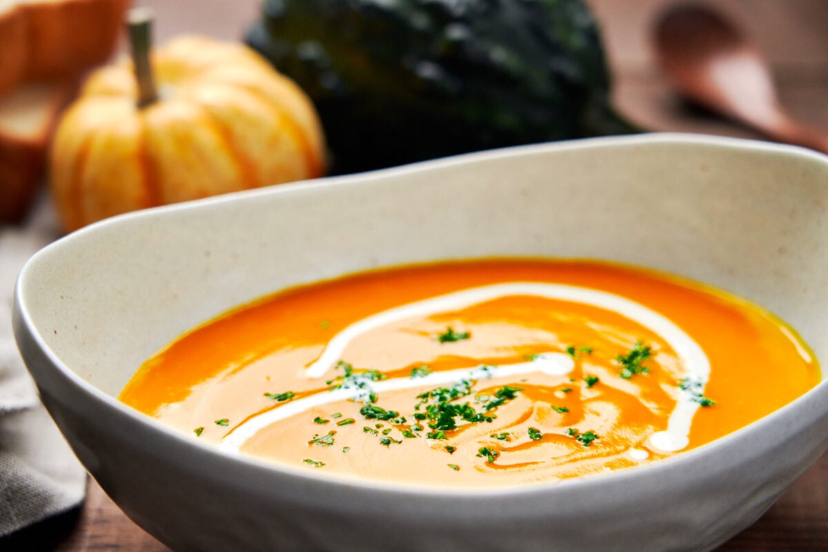 Kabocha Squash soup is a creamy, flavorful soup that can be thrown together from a handful of ingredients in about 30 minutes.