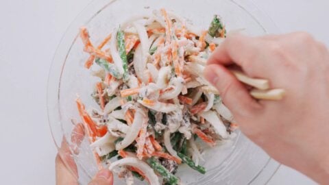 Mixed vegetables with tempura batter.