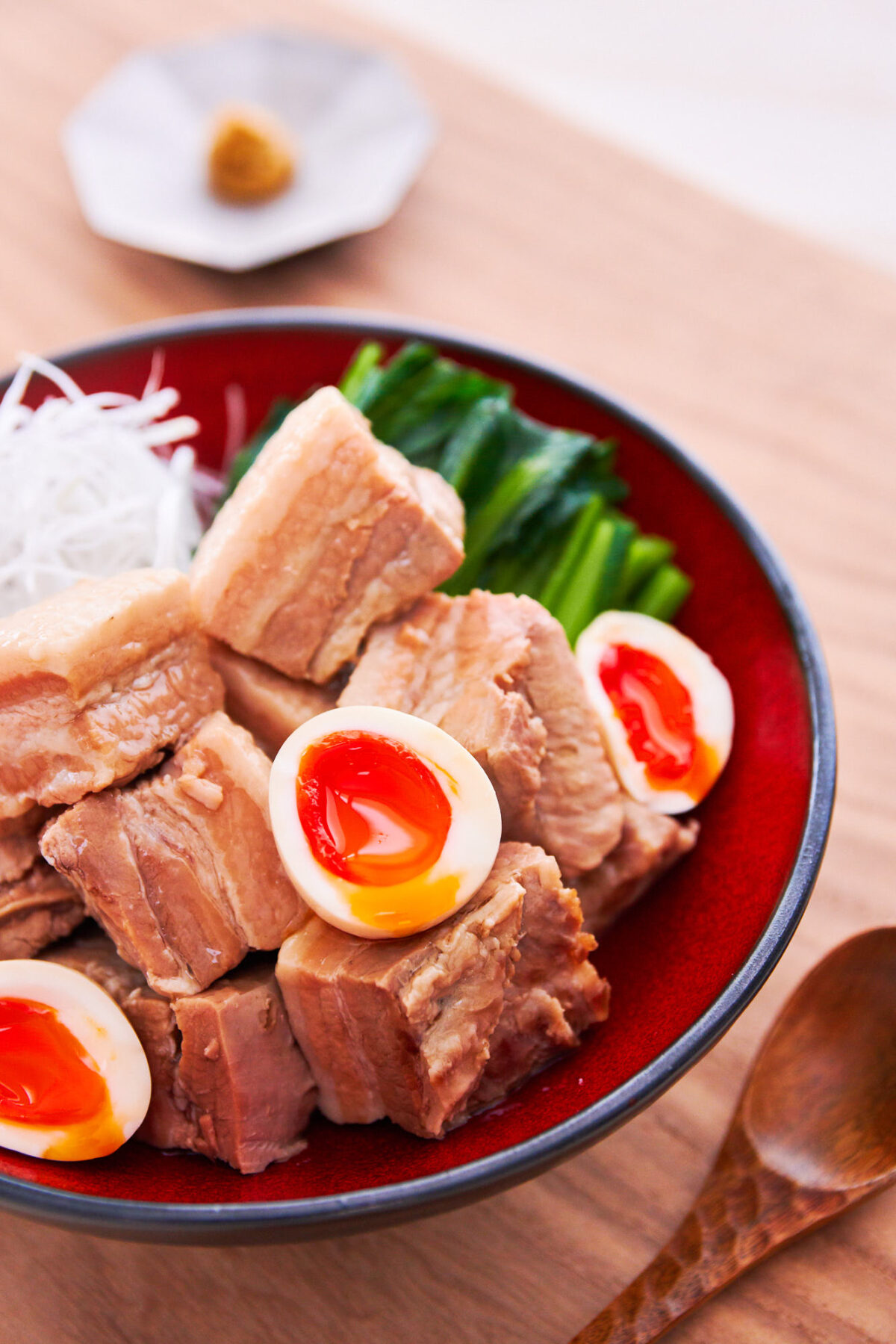 With cubes of pork braised with ginger, garlic and scallions until melt-in-your-mouth tender, this Kakuni recipe is Japanese favorite that makes for a delicious topping for ramen.