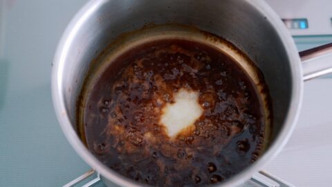 Garlic and onion grated into sauce for the Katsu Sando