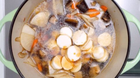 Japanese taro added to kenchinjiru soup.