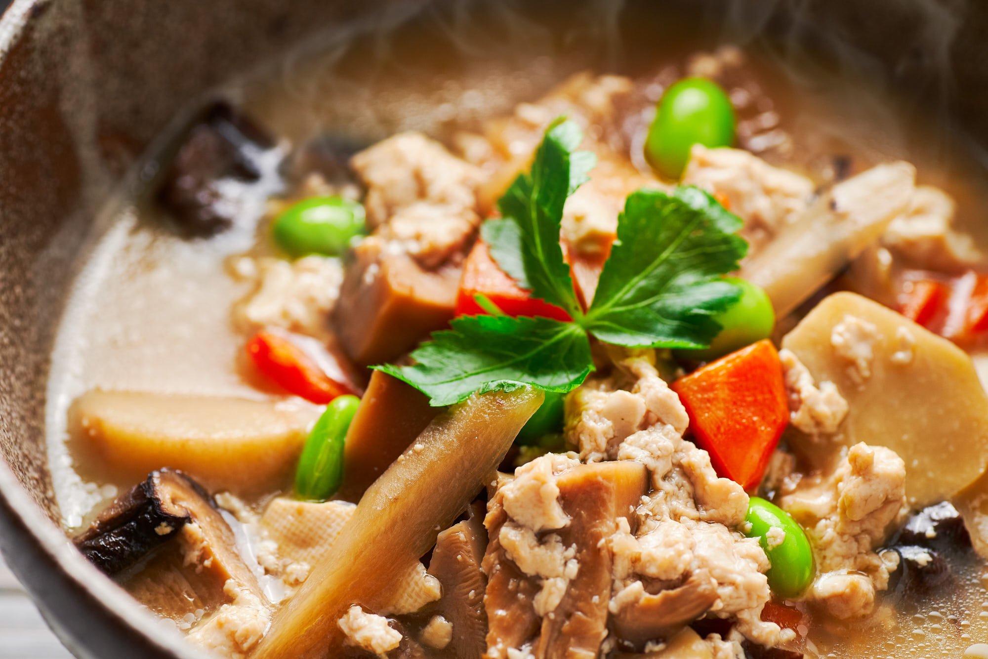 Based in Buddhist monk cuisine, Kenchinjiru is a vegan Japanese soup that's loaded with veggies and tofu in a savory shiitake mushroom stock.