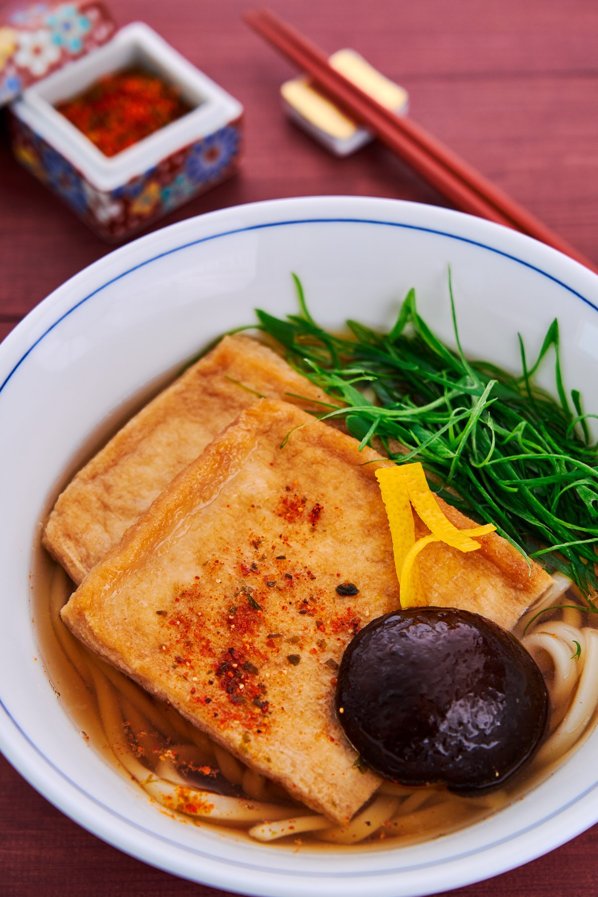 Kitsune Udon is the most popular udon noodle soup in Japan and with this easy vegan recipe you can make it at home in about 12 minutes.