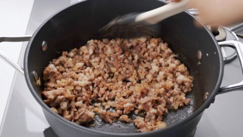 Browned meat and onions for Japanese croquette.