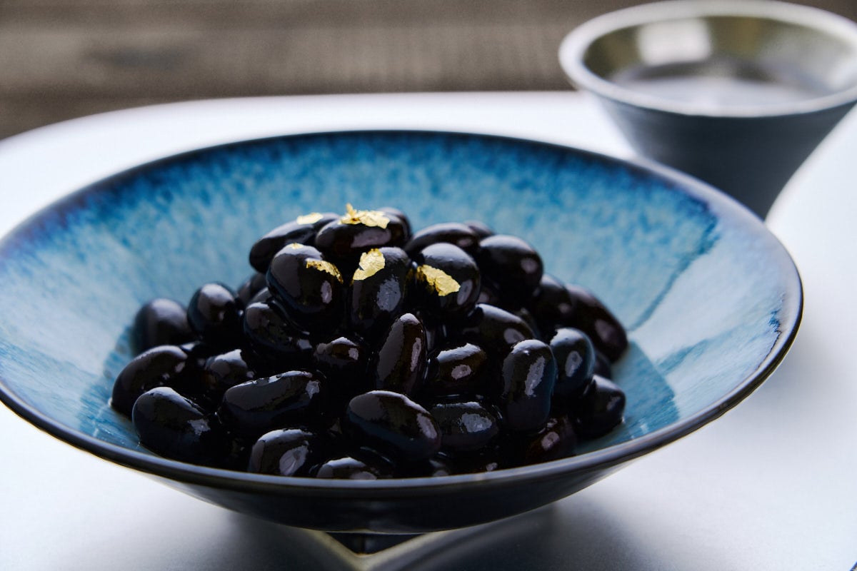 These sweet black soybeans or kuromame are piano black and melt-in-your-mouth tender.