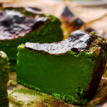 Burnt Basque Cheesecake is a ridiculously simple dessert that comes together from a handful of ingredients. Matcha (green tea powder) gives this one its vibrant green hue and fragrant flavor.