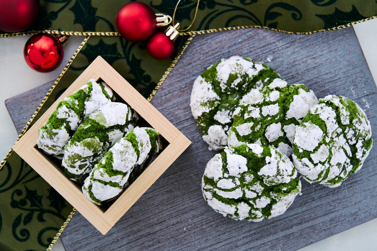 These festive Matcha Crinkle Cookies are not only delicious, but also make for the perfect holiday baking project.