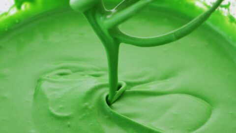 Whipped green tea ice cream base.