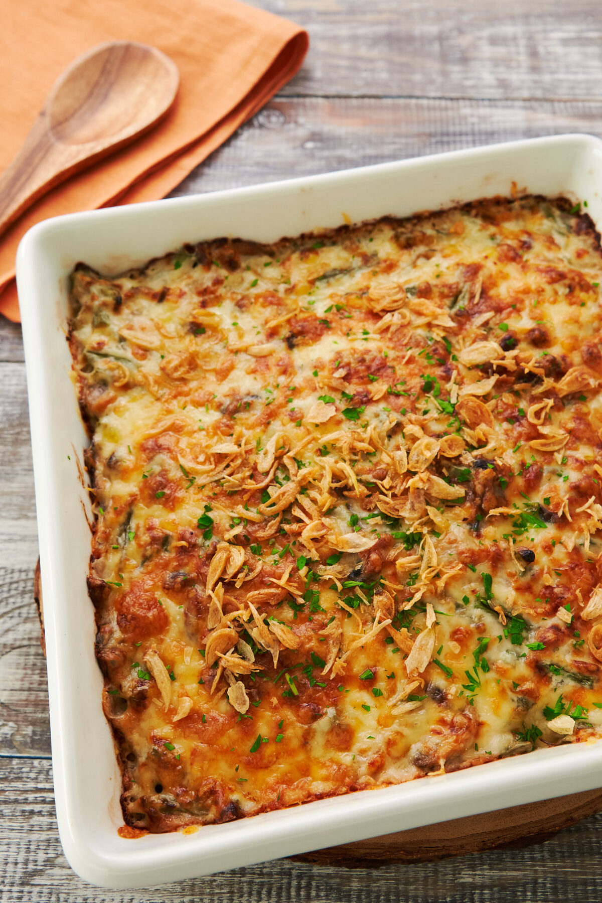 Doria is a comforting Japanese mushroom and rice casserole with a crisp layer of browned cheese covering a molten sea of bechamel sauce.