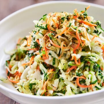 The best no-mayo coleslaw. With cabbage, carrots and kale dressed with a tangy lemon and fennel dressing, this refreshing side-salad is easy, healthy and delicious!