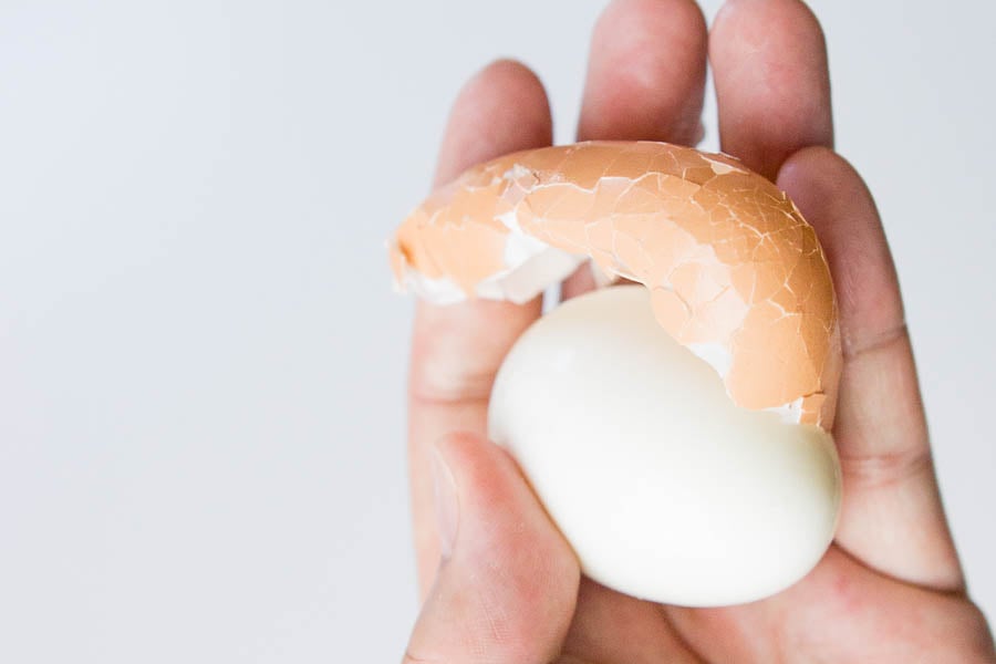 An easily peeled egg should slide out of the shell once boiled and cracked.