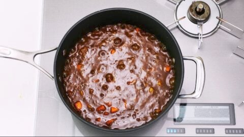 Japanese curry from scratch, simmering in a pot.